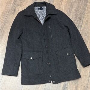 Brooks Brothers Charcoal Gray Wool Blend Peacoat with Quilted Lining